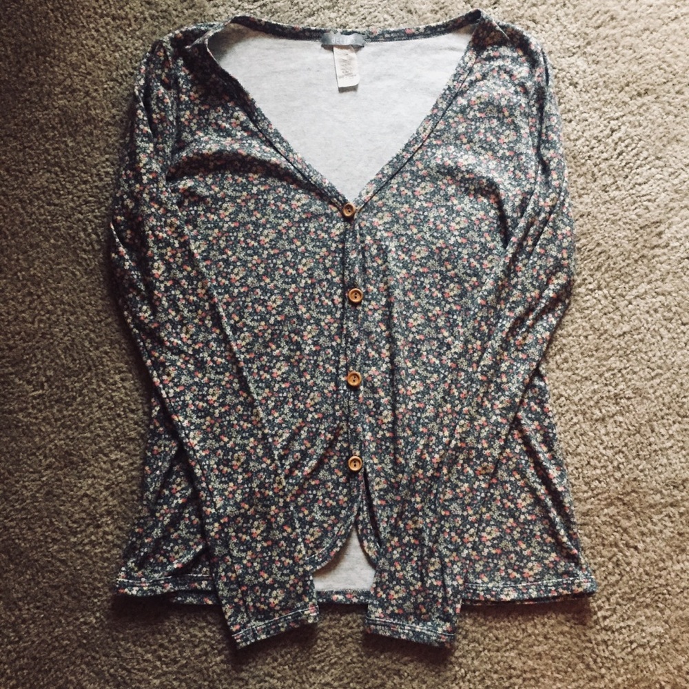 Delia’s Army Green Floral Cardigan-Medium
